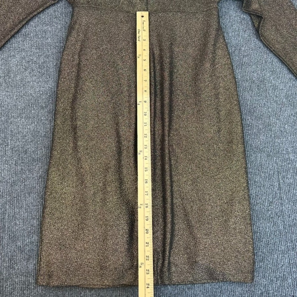 Lauren Ralph Lauren Black Label Gold Metallic Jacquard Dress Size 6 City Party - Picture 14 of 16